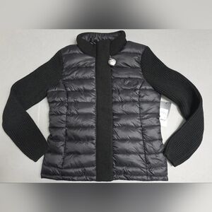 Marc New York Andrew Marc Quilted Knit Sleeve Black Jacket Medium - New With Tag
